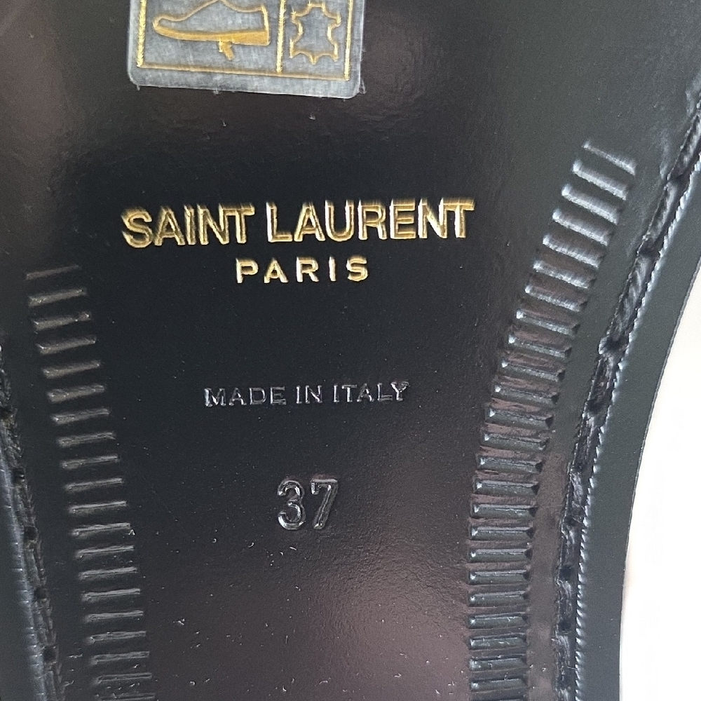 Saint Laurent Brown Suede Penny Loafers with Gold YSL Accent - Picture 13 of 13